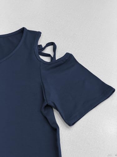Image of Jar of Love Women's Summer Tops Short Sleeve Cold Shoulder Tops T-Shirts for Women Spring Summer Tops Loose Fit Tunic 2026