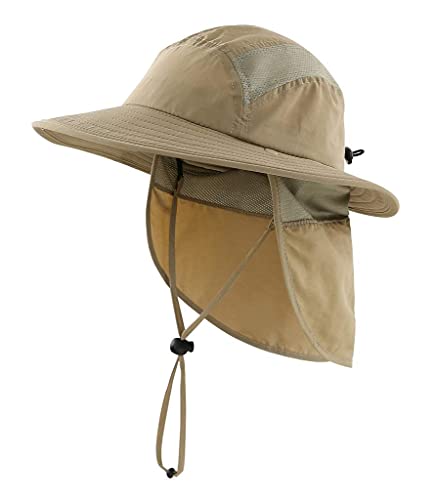 Image of Home Prefer UPF 50+ Boys Sun Hat with Neck Flap Wide Brim Summer Beach Bucket Hat for Boys Girls Toddler Kids Safari Hat