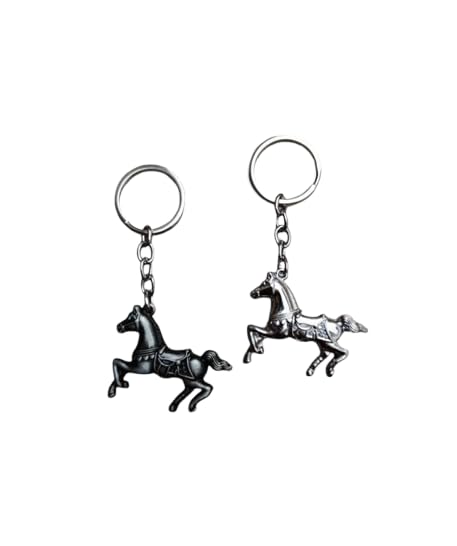 Porte-clés cheval en métal 3D multicolore de taille medium