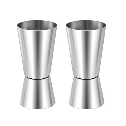 2 Pcs Spirit Measure, Shot Measures for Spirits, Alcohol Measure for Spirits, Drink Measures for Spirits, Stainless Steel Double Spirit Measures 25ml 50ml for Bar Home Wine Measurements