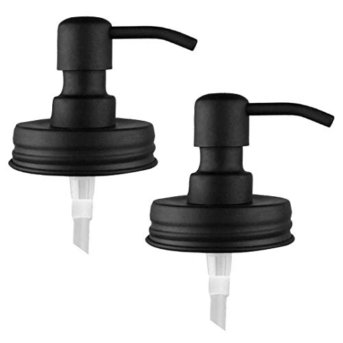The Southern Jarring Co. Black Stainless Steel Mason Jar Liquid Soap Dispenser Lids - Rustproof - Modern Farmhouse Soap Pumps for Kitchen and Bathroom (2-Pack)