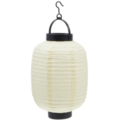 FOYTOKI Linterna de Papel Plegable Beige con Luz, Diseño Japonés Invierno 15 Cm Diámetro X 22 Cm Alto, Farolillo Decorativo para Fiestas, Bodas y Decoración del Hogar