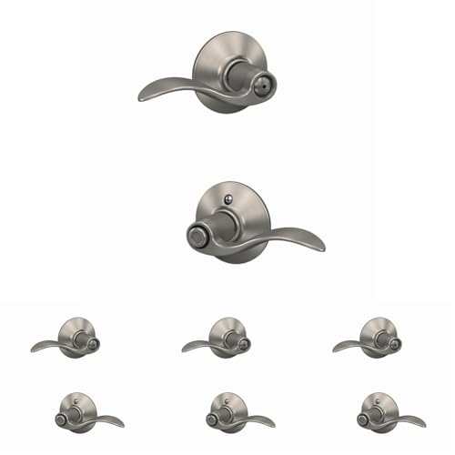 Image of SCHLAGE F40 Acc 619 Accent Door Lever,Bed & Bath Privacy Lock,Satin Nickel,(Pack of 4)