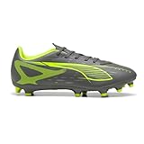 PUMA Men's Ultra 5 Play Firm, Artificial Ground Soccer Cleats Sneaker, Matte Aged Silver-Yellow Alert Aged Silver, 9