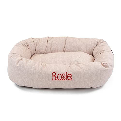 Majestic Pet Palette Heathered Personalized Bagel Dog Bed | Donut Style Pet Bed with Custom...
