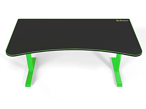 Arozzi Arena Ultrawide Curved Gaming And Office Desk With Full Surface Water Resistant Desk Mat Custom Monitor Mount Cable Management Cut Outs Under The Desk Cable Management Netting - Green #TOP3