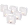 innofox Stick-on Motion Sensor Lights, Warm White LED Night Light, Stick-Anywhere Stair Lights, Closet Light, Battery Operated Wall Light for Kitchen, Hallway, Bedroom, Bathroom, Stairs, 6-Pack