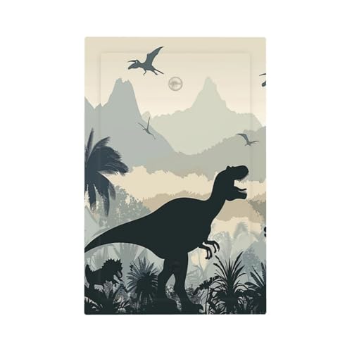 Ihsourgnitnem Light Switch Cover Plate Prehistoric World Dinosaur Cartoon Fores 1 Gang No Device Blank Electrical Wall Plates Faceplate Decorative Switch Plate for Kids Room Nursery Decor