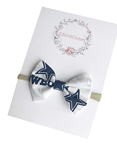 Dallas football baby nylon headband bow great for newborns baby girls toddlers. Made in USA