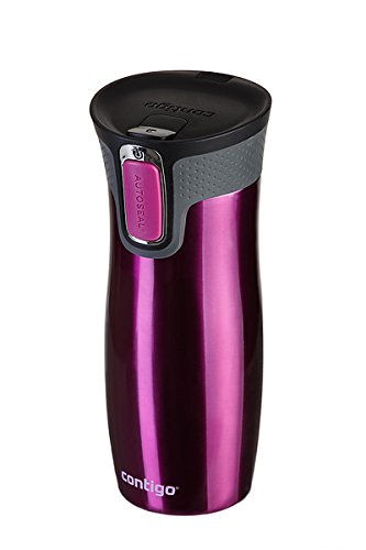 Contigo West Loop Autoseal Travel Mug, Stainless Steel Thermal Mug, Vacuum Flask, Leakproof, Coffee Mug with BPA Free Easy-Clean Lid, Raspberry, 470 ml