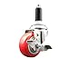 Service Caster Brand 3.5 Inch 316 Stainless Steel Light Duty Expanding Stem Caster Wheel Red Polyurethane Wheel and 1-1/8? Stem ? 300lbs./Caster?Swivel Caster with Locking Brake