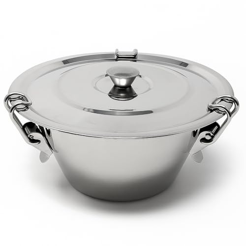 MGE - Moule à Pudding avec Couvercle - Moule à Flan - Acier Inoxydable - Argent (Ø 16 cm)