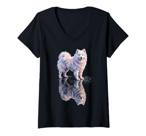Mujer Samoyedo Camiseta Cuello V