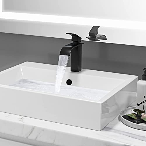 Wasserhahn Bad Schwarz Waschtischarmatur Schwarz - Cecipa Wascharmatur Bad Schwarz aus Edelstahl - Mischbatterie Waschbecken Einhebel Waschtischarmatur Wasserfall - Ares H102B (Kurz)