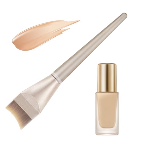 フラットファンデーションブラシ ? 液体、クリーム、パウダー用のプロフェッショナルメイクアップブラシ| 滑らかなブレンドのための密な柔らかい毛、フルカバレッジ、ストリークフリーアプリケーション、ルート用フェイス化粧品ツール