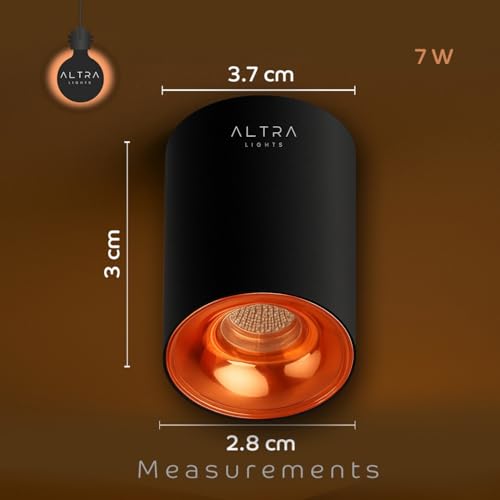 Image of 7W COB LED Surface Mounted Cylinder Downlight | Spotlight for False Ceiling & Wall | for Living Room, Office Roof | Natural White, Aluminium Black & Rosegold Reflector | Pack of 2