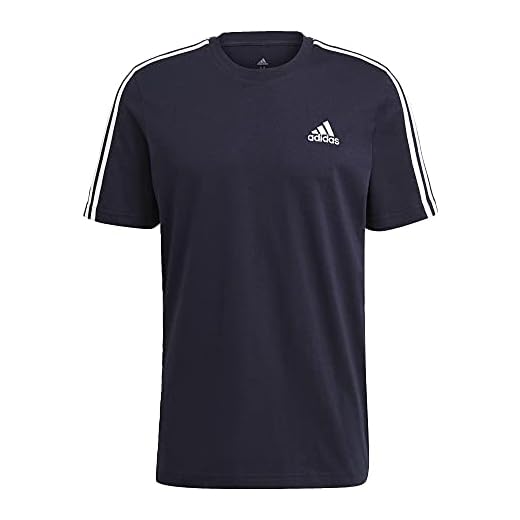 adidas Camiseta masculina Essentials com 3 listras, preto/branco, PP, Tinta lendária, M