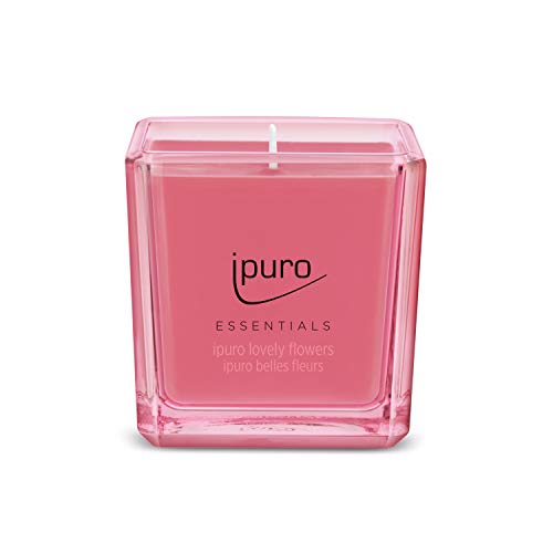 ipuro - Bougie parfumée décorative Ipuro lovely flowers - Bougies parfumées minimalistes et épurées dans un verre - Bougies parfumées intenses avec des...