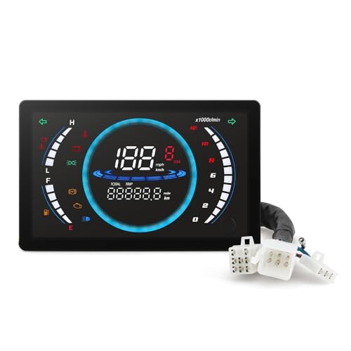 オートバイスピードメーター オートバイ用デジタルダッシュボード計器 スピードRPM 走行距離計 水温計 ギア燃料計付き 1気筒用ユニバーサル