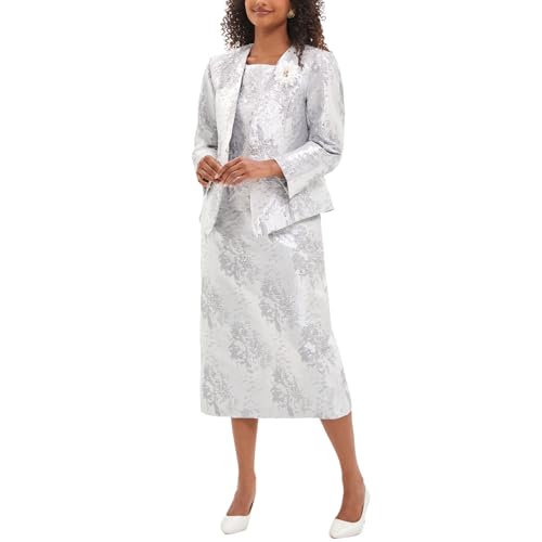 Go Mai Elegant White Church Dress Suit: 3-Piece Jacquard Embroidery Outfit for Mother of the Bride | Size 10 - Image 2