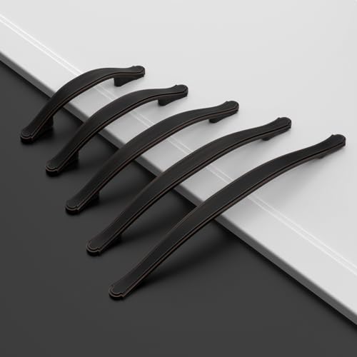 Amerdeco 10 Pack Oil Rubbed Bronze Cabinet Pulls 3 Inch(76mm) Hole Center Drawer Pulls Cabinet Hardware Kitchen Cabinet Handles for Bathroom Dresser Pulls ZH0068 — view 3