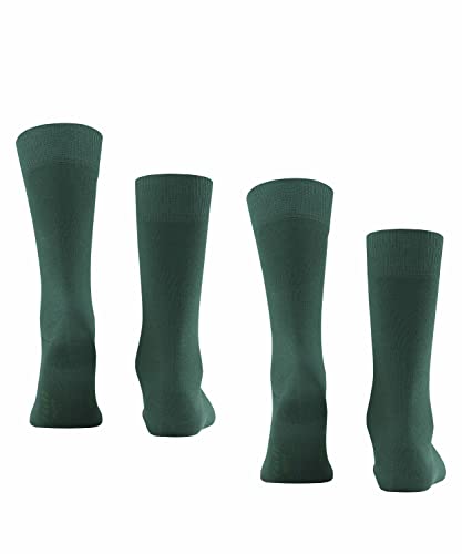 FALKE Herren Socken Happy Double Pack M So Baumwolle einfarbig 2 Paar, Grün Hunter Green 7441, 47-50