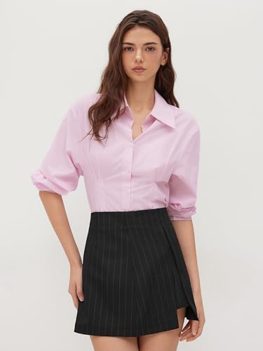 CIDER Skirts for Women Pinstripe Mini Skirt High Waist Slit Short Skirt Casual Office Bodycon Pencil Skirts3