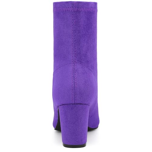 Allegra K Women's Front Zipper Chunky High Heel Ankle Boots4