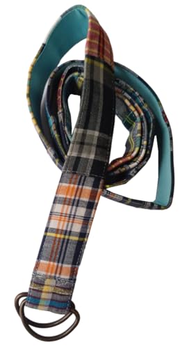 KVR Cotton woven madras check plaid patchwork waist designer vintage multicolored girl teen women double D-ring Belt2
