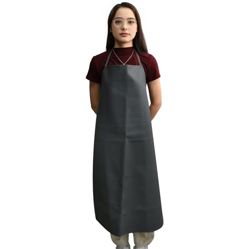 Delantal Impermeable A Prueba De Aceite, Estilo Una Sola Pieza Sin Mangas, Cuero, Delantal Carnicero Resistente Desgaste Y A La Suciedad, Adecuado Para Cocinar, Hornear Otras Escenas En La Cocina