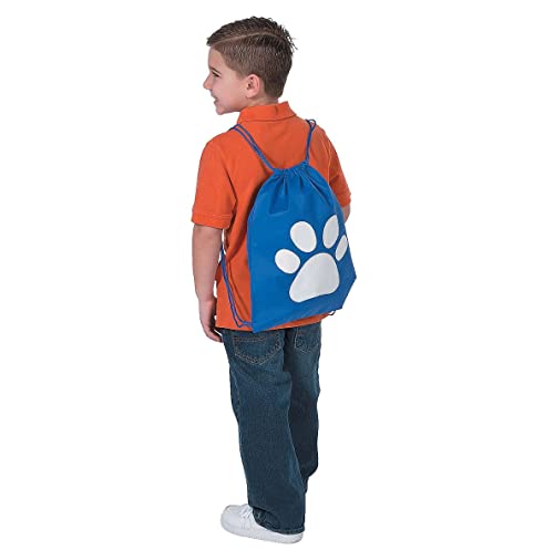 Fun Express Paw Print Drawstring Backpack - set of 12 reusable bags - Puppy, Patrol and Cat Party Favor Bags3