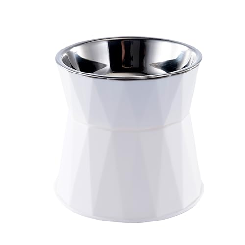 NAHANGPET Elevated Cat Bowls for Food and Water, Raised Cat Food Bowls Beneficial for Digestion, Resonable Height, Whisker-Relief, Easy to Clean, 13oz(White)