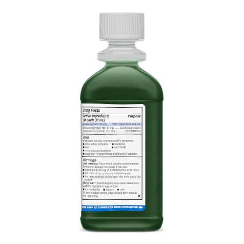 Amazon Basics Nighttime Cold & Flu Relief, Pain Reliever, Fever Reducer, Cough Suppressant & Antihistamine Liquid, Original Flavor, 8 fl oz (Previously Care) - image 8