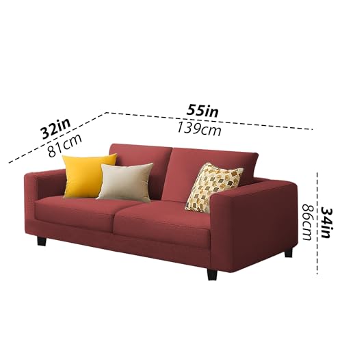 Image of Casaliving Minta 3+2 Seater Sofa Set for Living Room (Maroon Colour Fabric) Premium Fabric Sofa