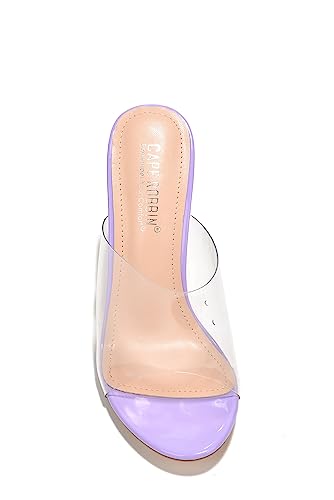 Image of Cape Robbin Fusion Chunky Block High Heels for Women, Transparent Booties for Women