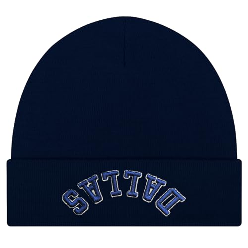 3D Embroidered Upside Down City Football Beanie Hat Game Day Gifts for Men Women and Fans Funny Sports Apparel