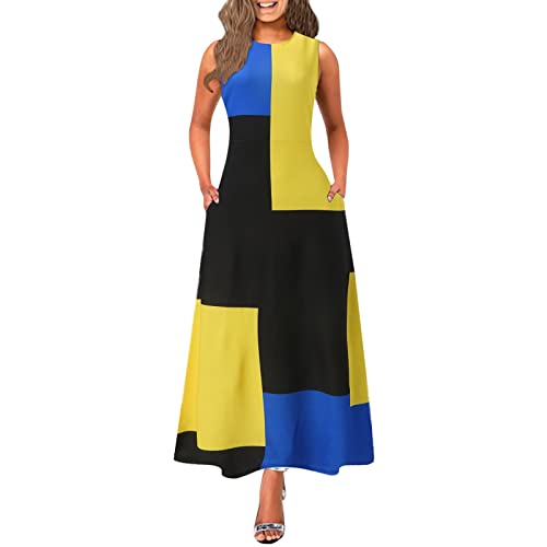 Robe sans manches imprimée avec poches intégrées coupe en A