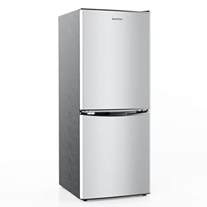 BANGSON Small Refrigerator with Freezer, 4.0 Cu.Ft, Small Fridge with Freezer, 2 Door, Compact Refrigerator with Bottom Freezer for Apartment Bedroom Dorm and Office, Silver