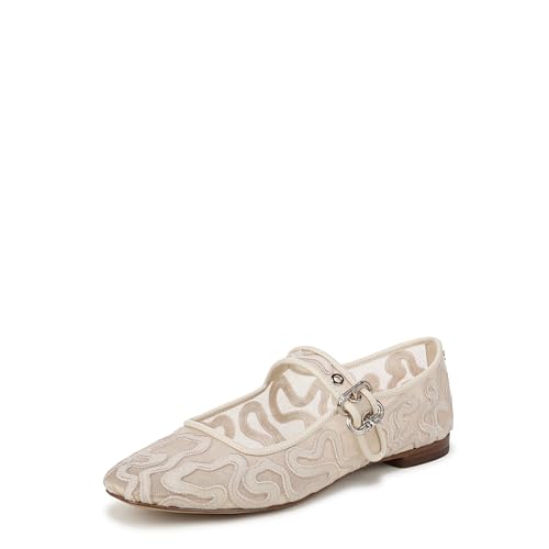 Sam Edelman Womens Michaela Mesh Mary Jane Flat Modern Ivory 8 Medium