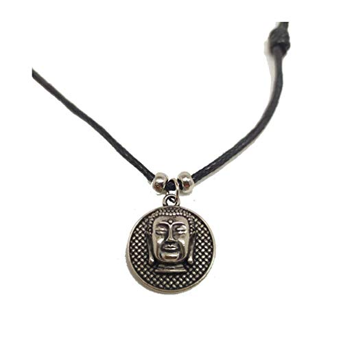 Cuir D'or Colgante Redondo Cara de Buda Budista + cordón