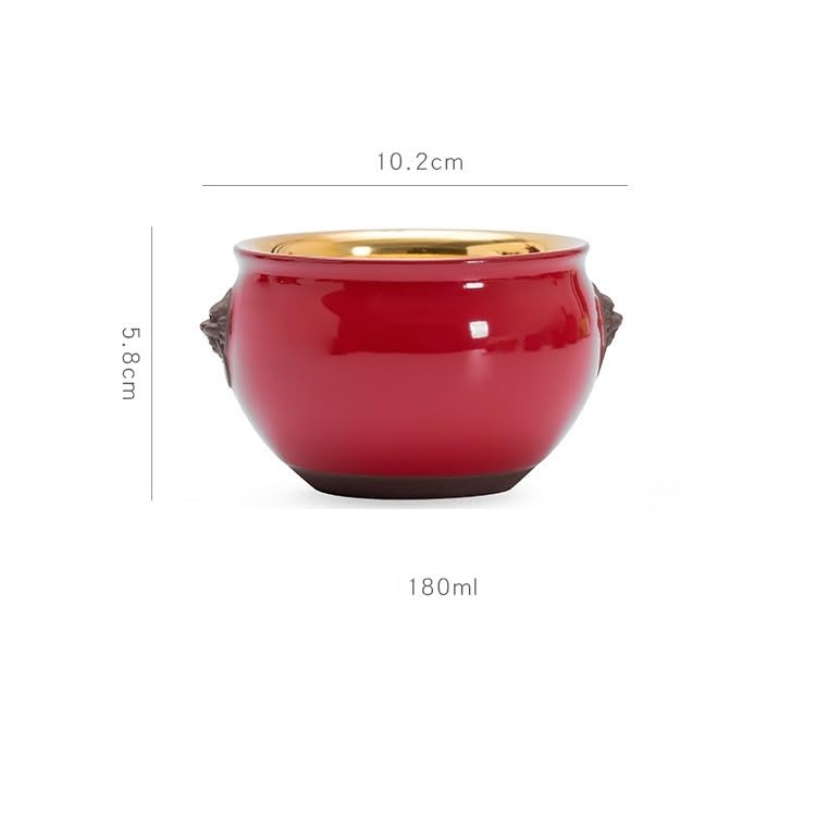 Tazas de té Pequeñas Juego de tazas té cerámica, taza del propietario, tazón grande hecho a mano con borde dorado Taza de té de Kungfu(B)