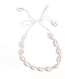 MOONRING Natürliche Muschelkette Einfache Schlüsselbeinkette Persönlichkeit Halskette Einzigartige Halskette, beige