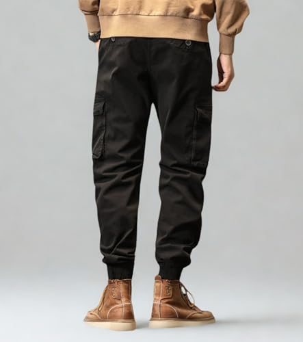 Image of L'MONTE Imported Cargo Joggers for Men | Cotton Cargo Pants for Men | Slim Fit Casual Jogger Pants | Elastic Waist Stretch Trousers