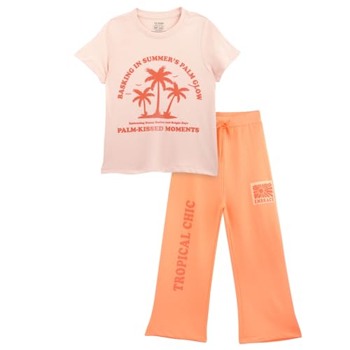 Image of Nap Chief Girls Printed Cotton Co ord Set, Tshirt & Joggers Set for Casual Wear