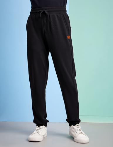 Image of Amazon Brand - Jam & Honey Boys 100% Cotton Solid Print Mid Rise Track Pants (Joggers) and t-Shirt, Black + Black, 9-10 Years