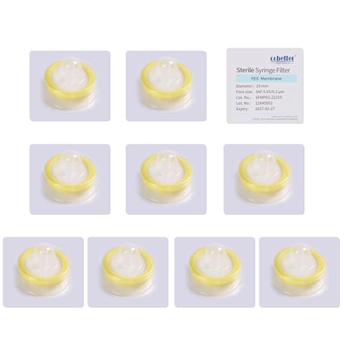 Image of 10PCS Syringe Filter PES Hydrophilic Filtration Sterile Lab Filters 0.22μm 25mm Membrane Diameter Individually Packed Yellow