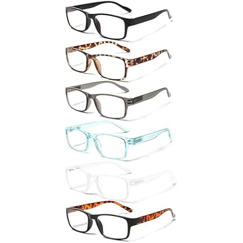 NORPERWIS Reading Glasses for Women Men 6 Pack Blue Light Blocking Eyeglasses Spring Hinge Rectangular Readers (multicolor, 4.00, x) Cover