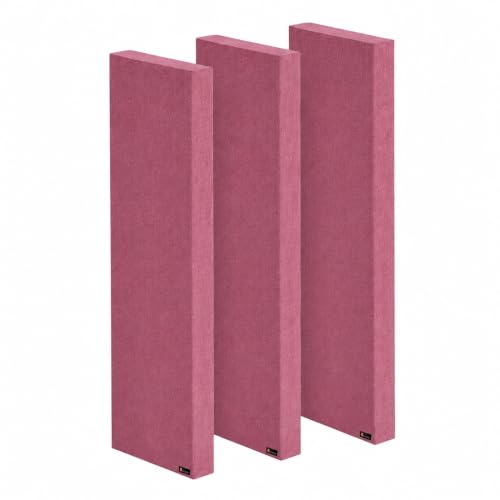 Image of Timber Acoustics | X14 Control Absorption Panels | Rockwool | German Pine | Room Acoustics & Soundproofing | 1' x 4' x 3 inch [Set of 3] NRC > 0.90 (Wine)
