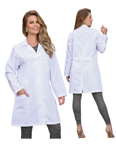 Kit 2 Jaleco Oxford Feminino Acinturado Bolso Solto Branco M