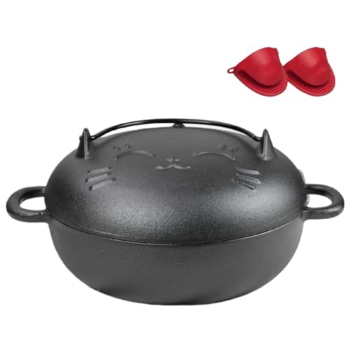 TAYTHI 焼き芋器 鋳鉄石焼鍋 石焼きいも器 焼き芋/とうもろこし/栗など器 ホーロー石焼きいも器 ガスコンロIH対応 多機能鋳鉄鍋 防錆 速い熱伝導と家庭用業務用 (24cm)